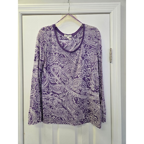 Aeropostale Tops - Y2K Aeropostale Womens XL Purple Paisley Print Scoop Neck Burnout Tee Sheer